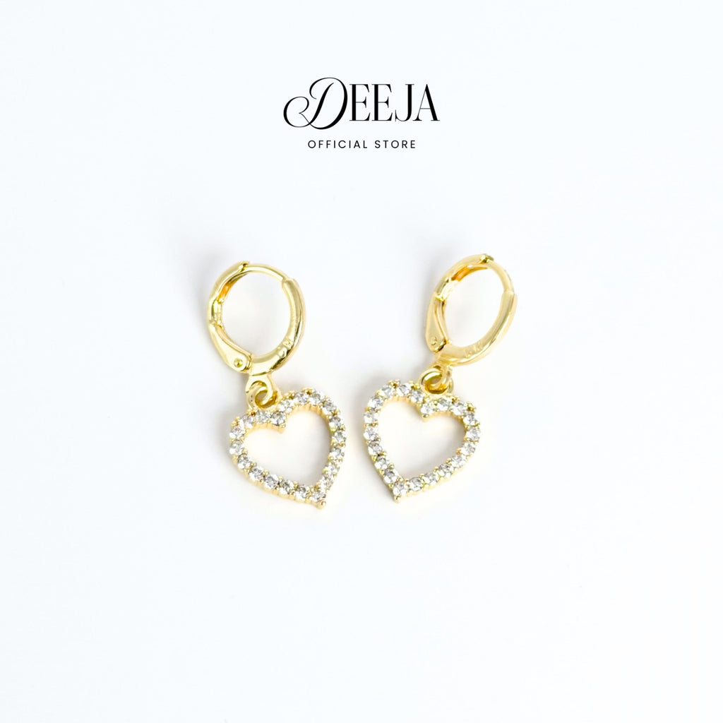 Deeja • Open Heart Clip Earrings 18K Gold Coated XN10750