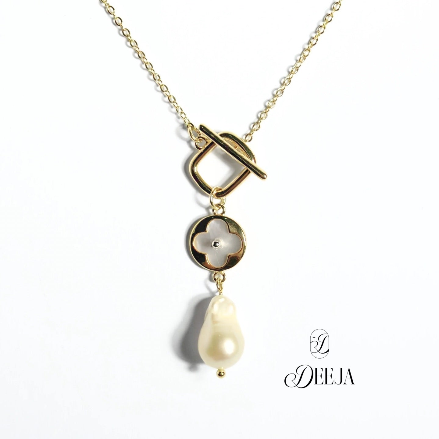 Ivy | Baroque Freshwater Pearl Pendant Necklace Toggle Lock • FWN02
