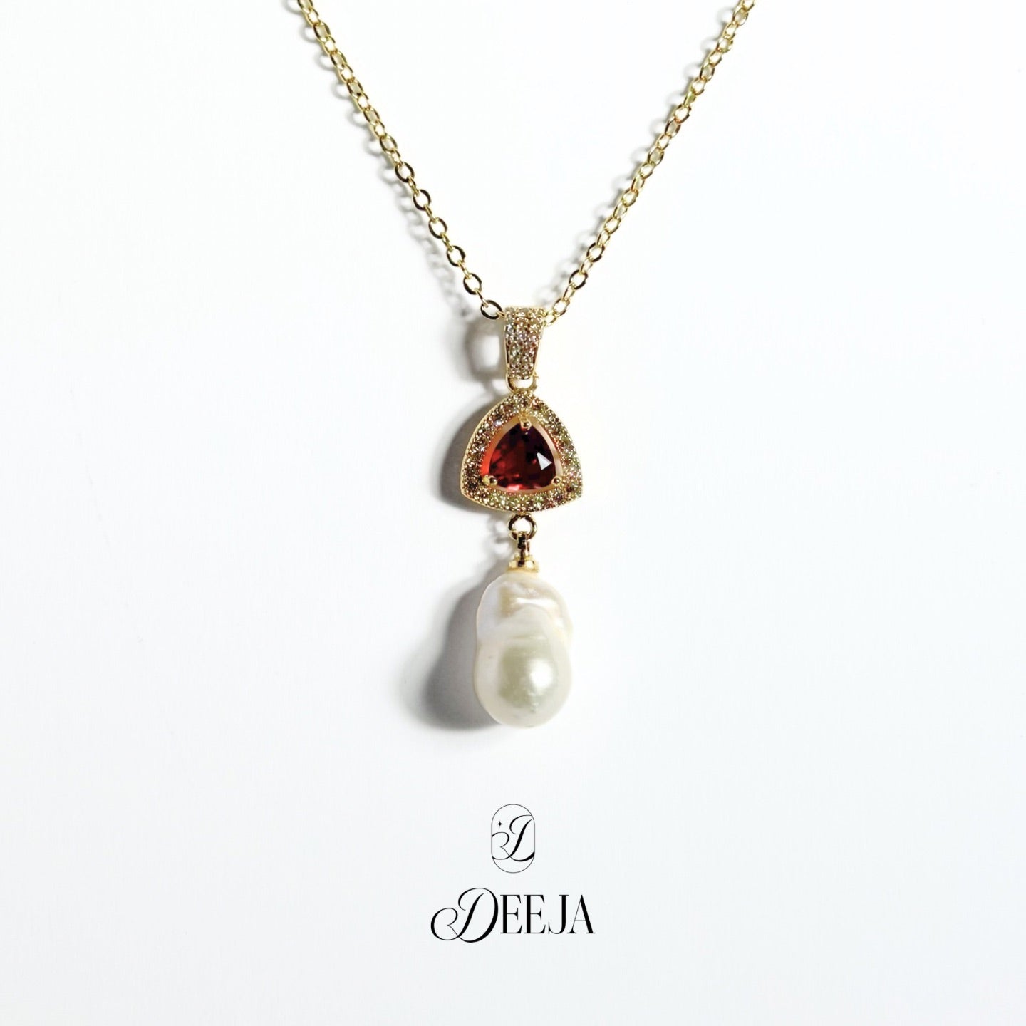 Ruby | Baroque Freshwater Pearl Pendant Necklace • FWN04