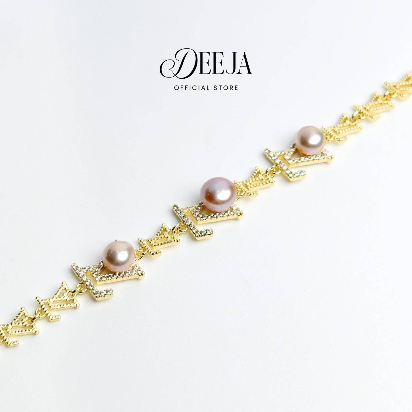 Deeja • Pavé Link Freshwater Pearl Bracelet FPB10215