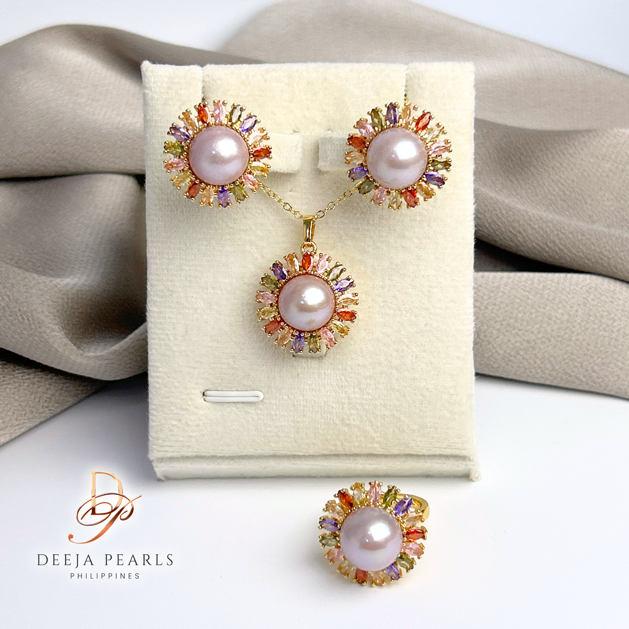 EPS106 • Edison Pearl Set of Necklace, Earrings and Ring