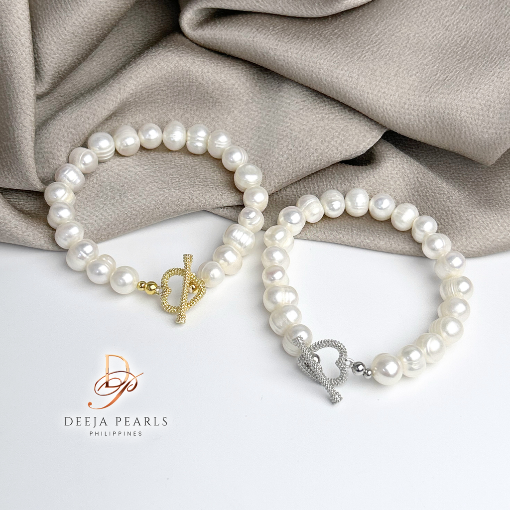 DPB107 • Freshwater Pearl Bracelet in Heart Buckle Lock