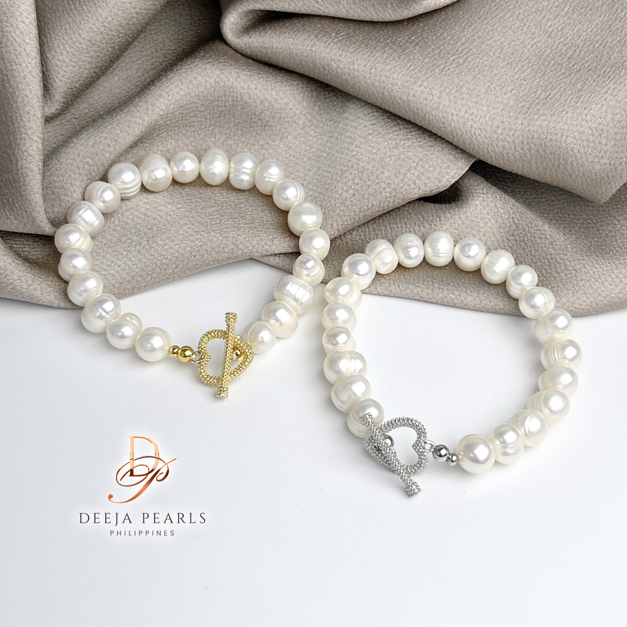 DPB107 • Freshwater Pearl Bracelet in Heart Buckle Lock