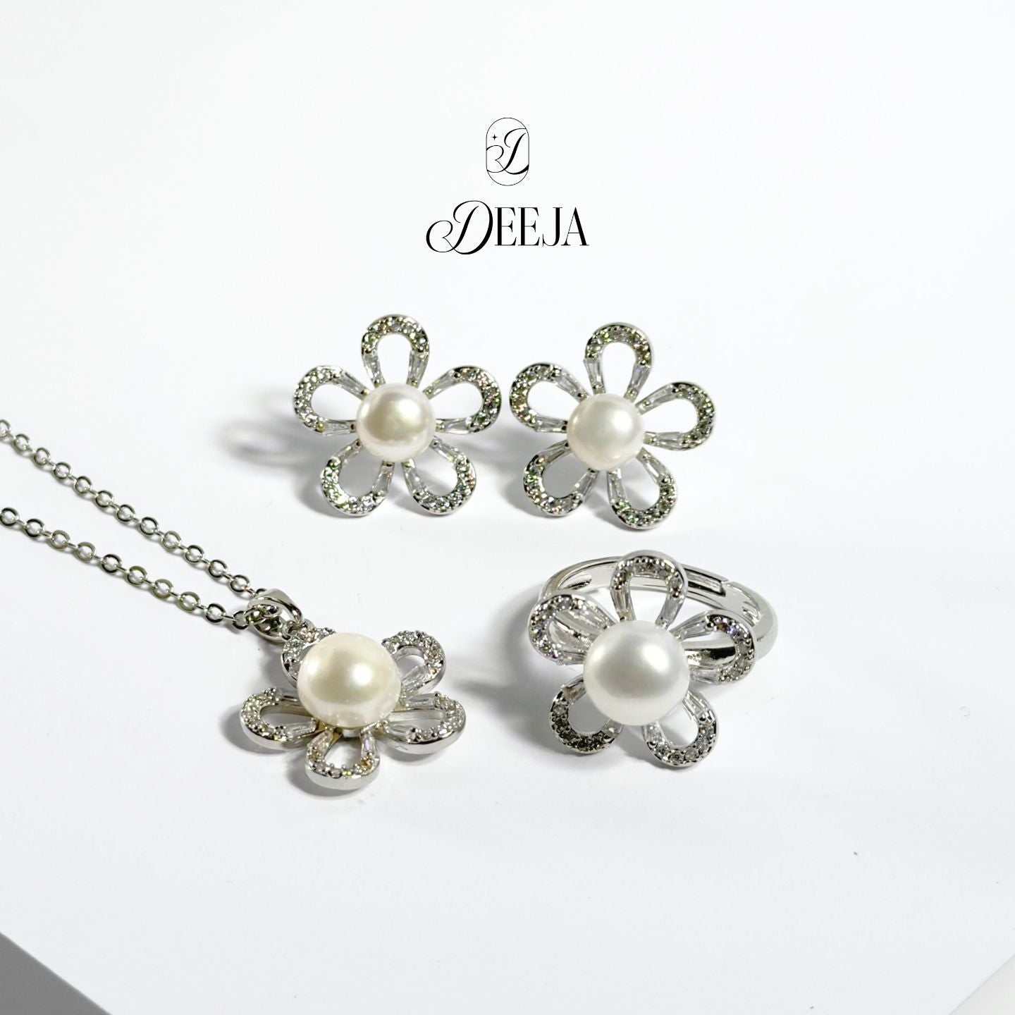 Freshwater Pearl Earrings, Necklace and Ring Set • FWS13