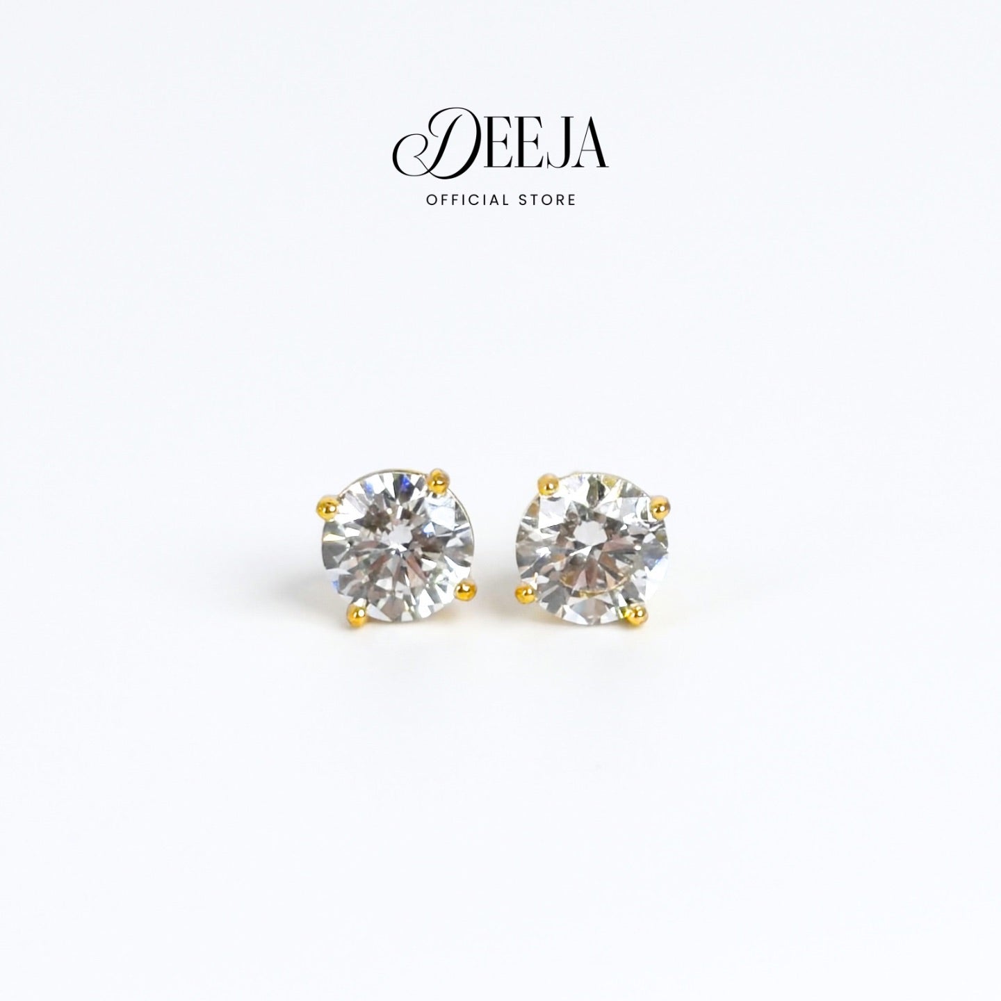 Deeja • Solitaire Swiss Diamond Stud Earrings 18K Gold Coated XN10750