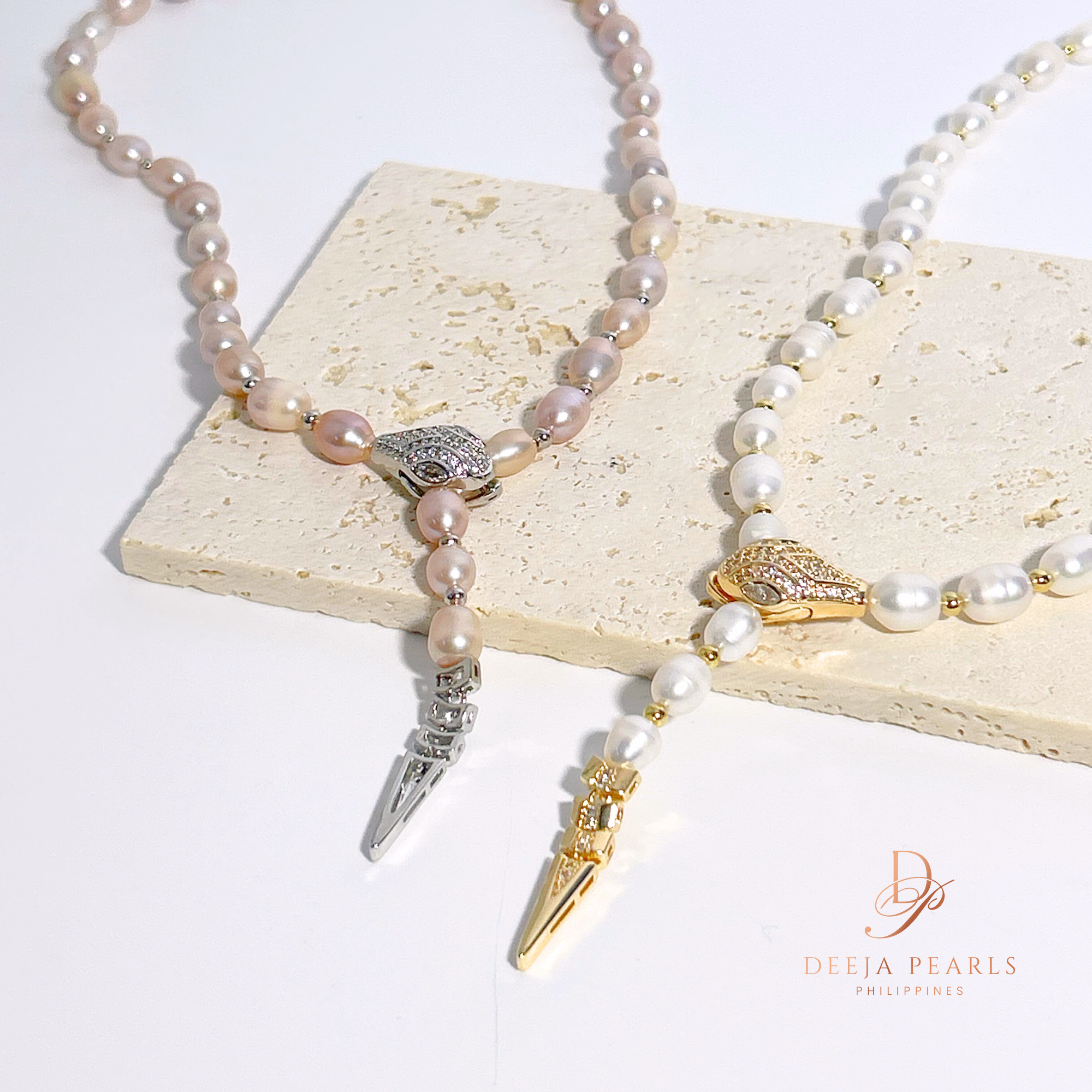 DPN139 • Freshwater Pearl Necklace in Snake Lock