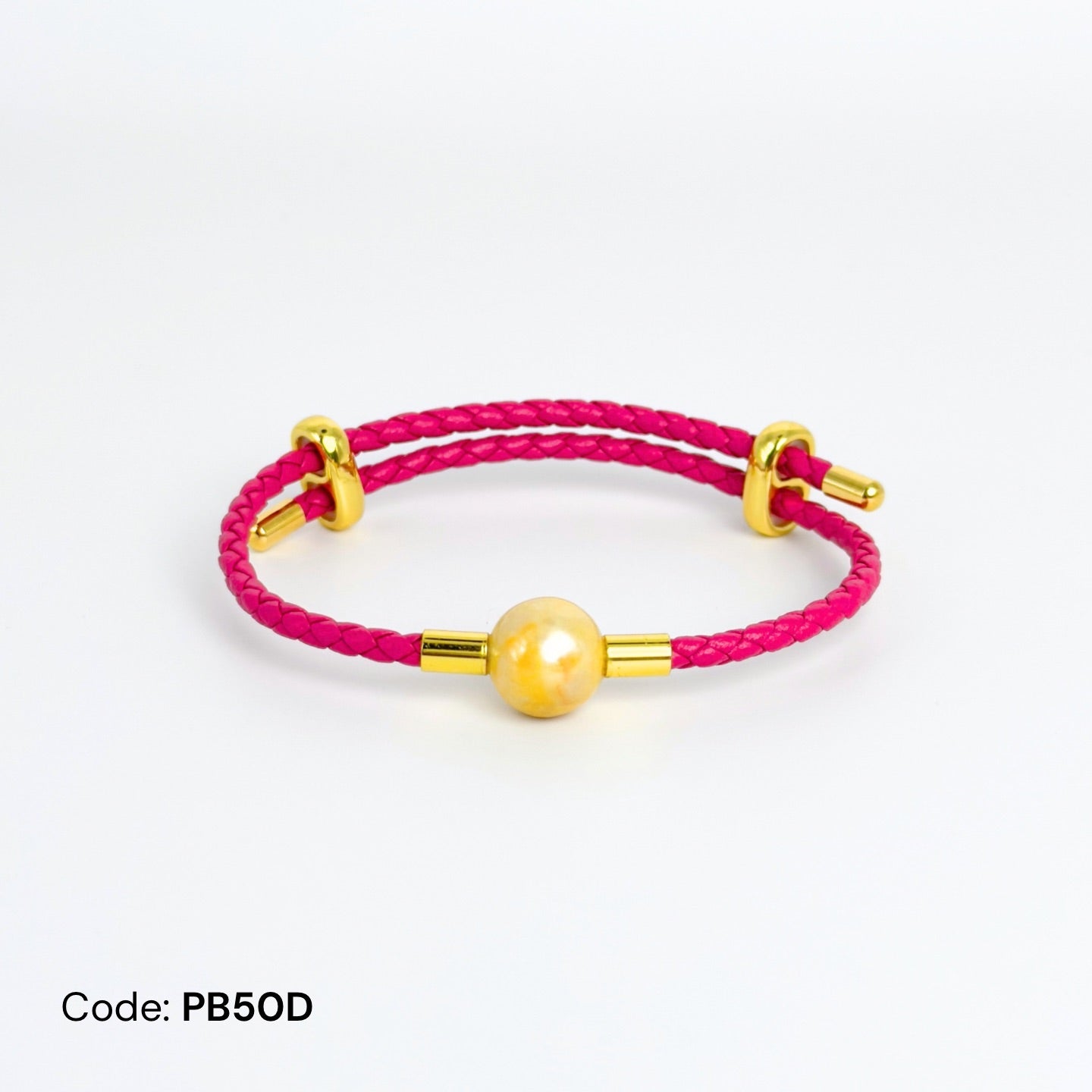 Deeja • Golden Edison Pearl Leather Slider Bracelet FPB10110