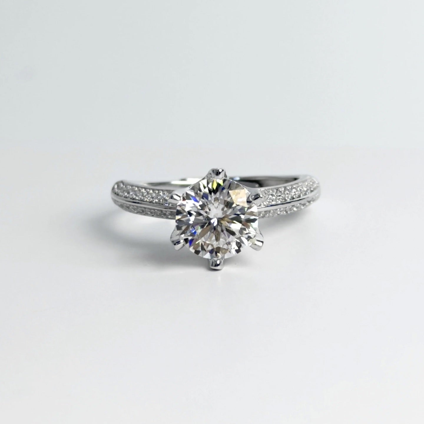 Moissanite 2ct Pave Set Solitaire Ring