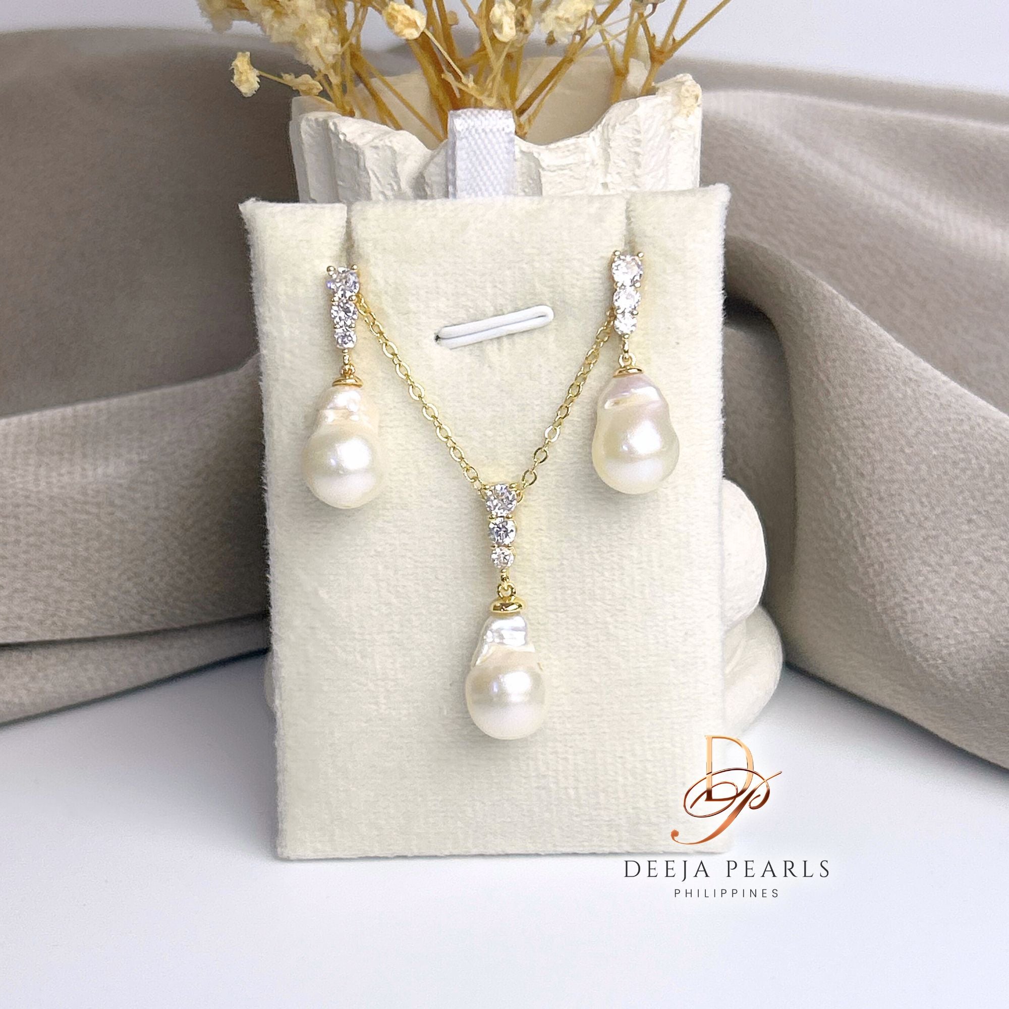 DPS113 • Baroque Freshwater Pearl Earrings and Necklace