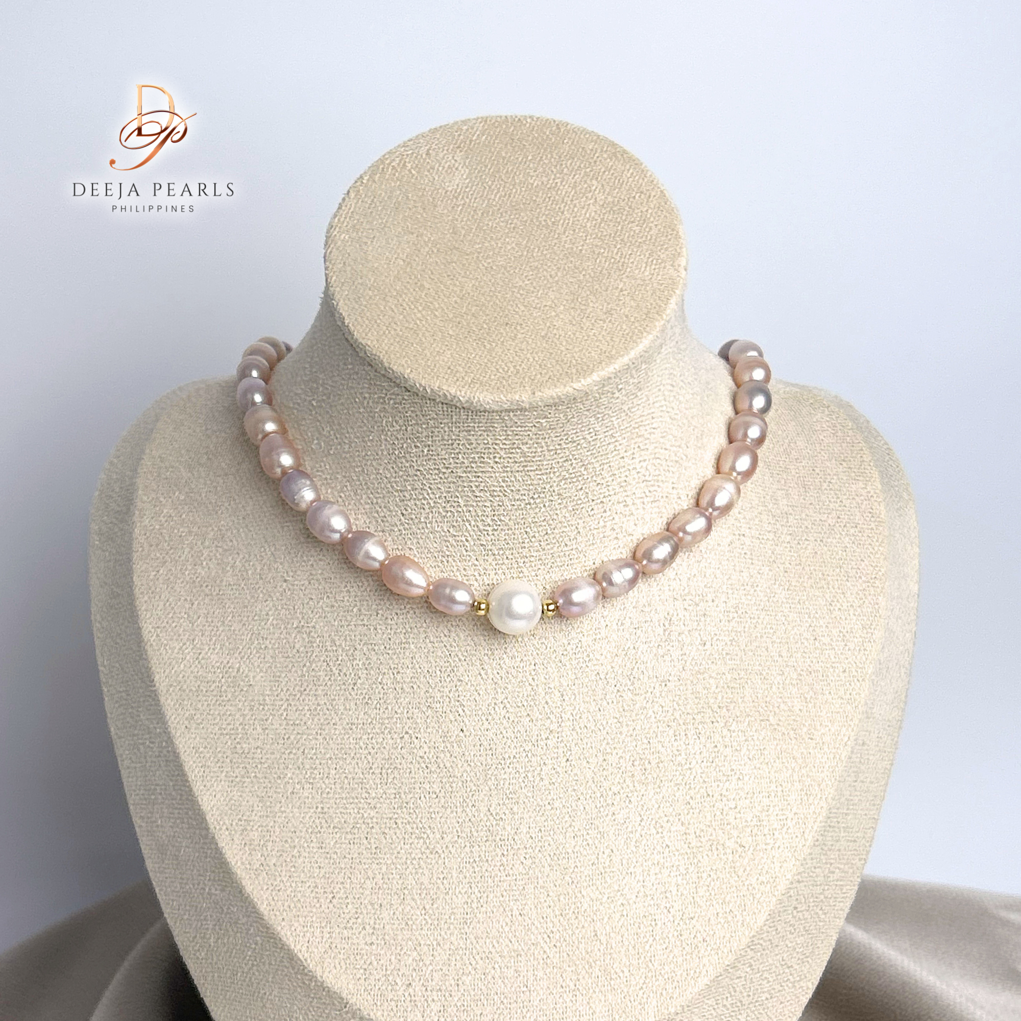 DPN112 • Rice Freshwater Pearl Full Necklace in Pendant Lock