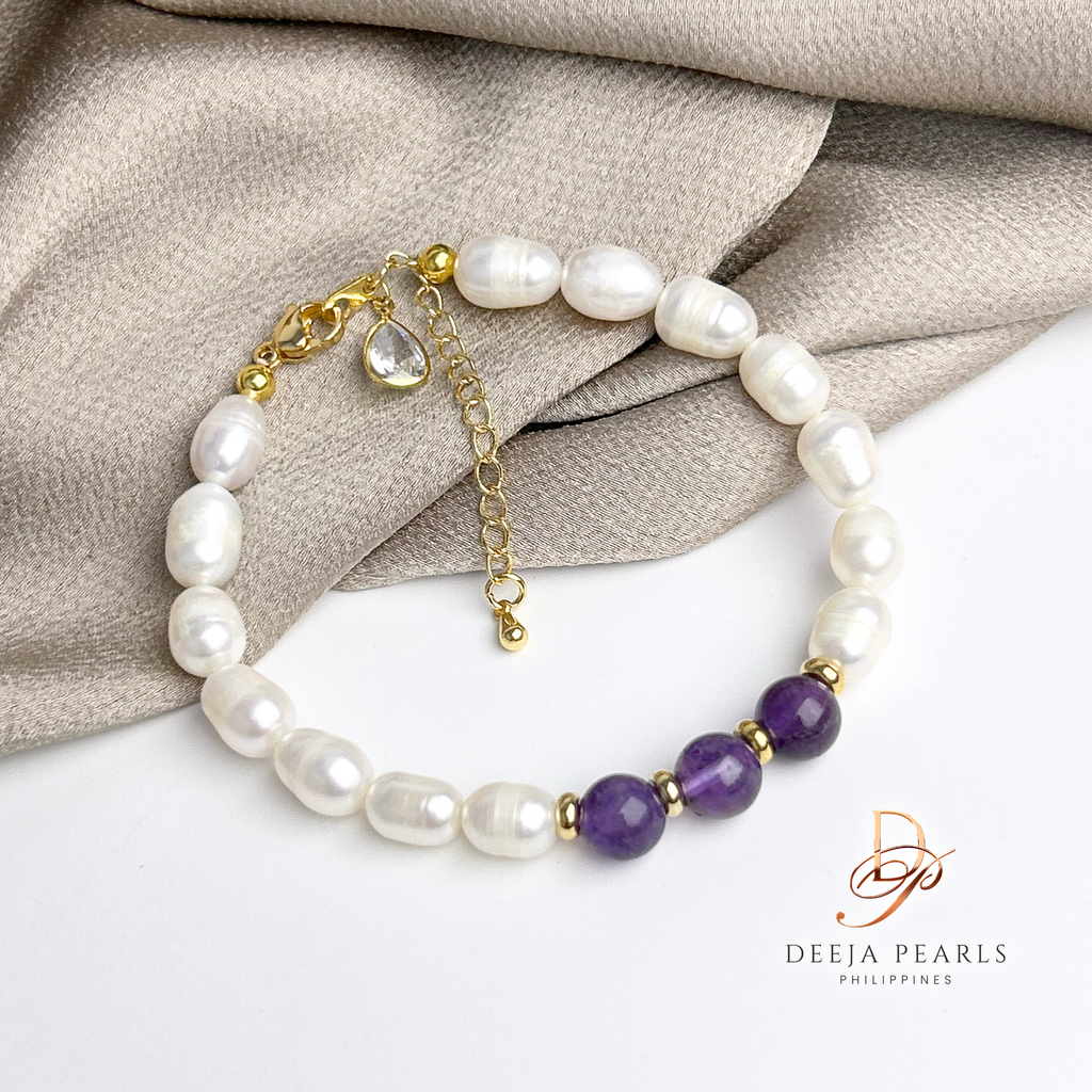 DPB123 • Freshwater Pearl Bracelet with Natural Gemstones