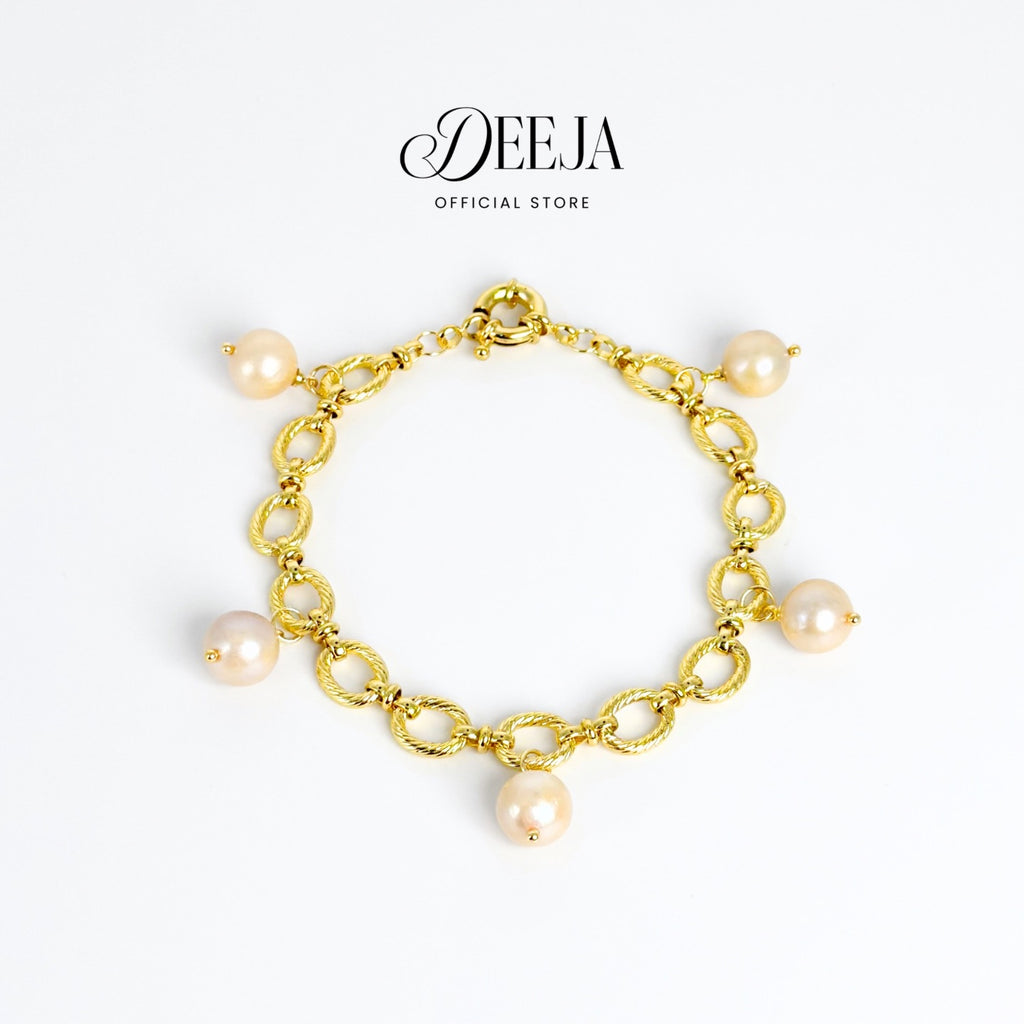 Deeja • Peach Freshwater Charm Bracelet Freshwater Pearl FPB10260