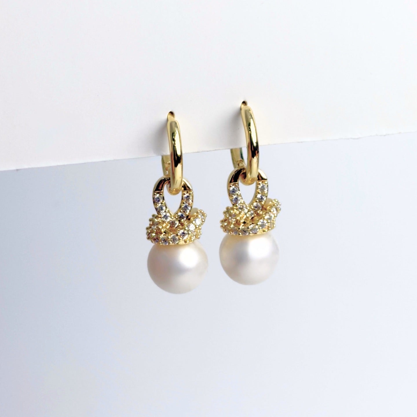 Freshwater Pearl Hoop Dangling Earrings