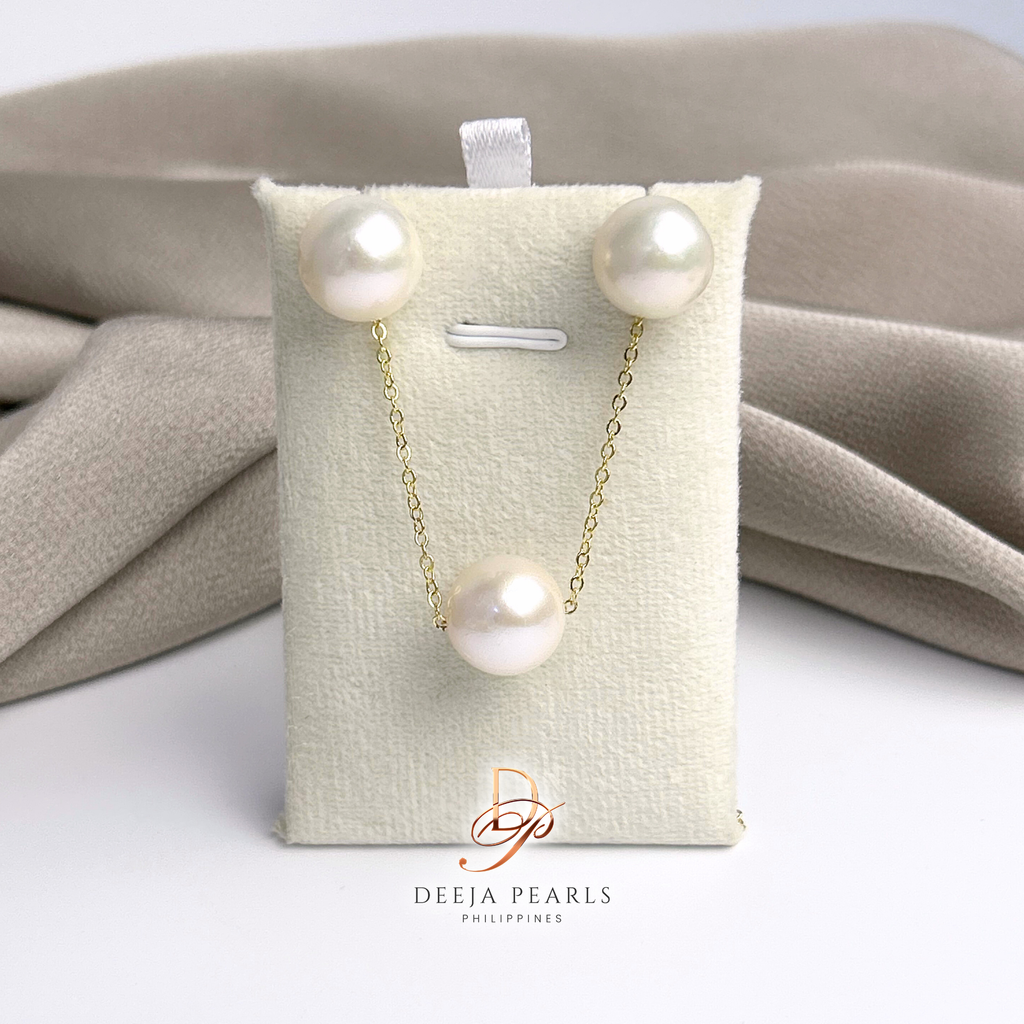 DPS121 • Edison Pearl Round AA Floating Necklace and Stud Earrings