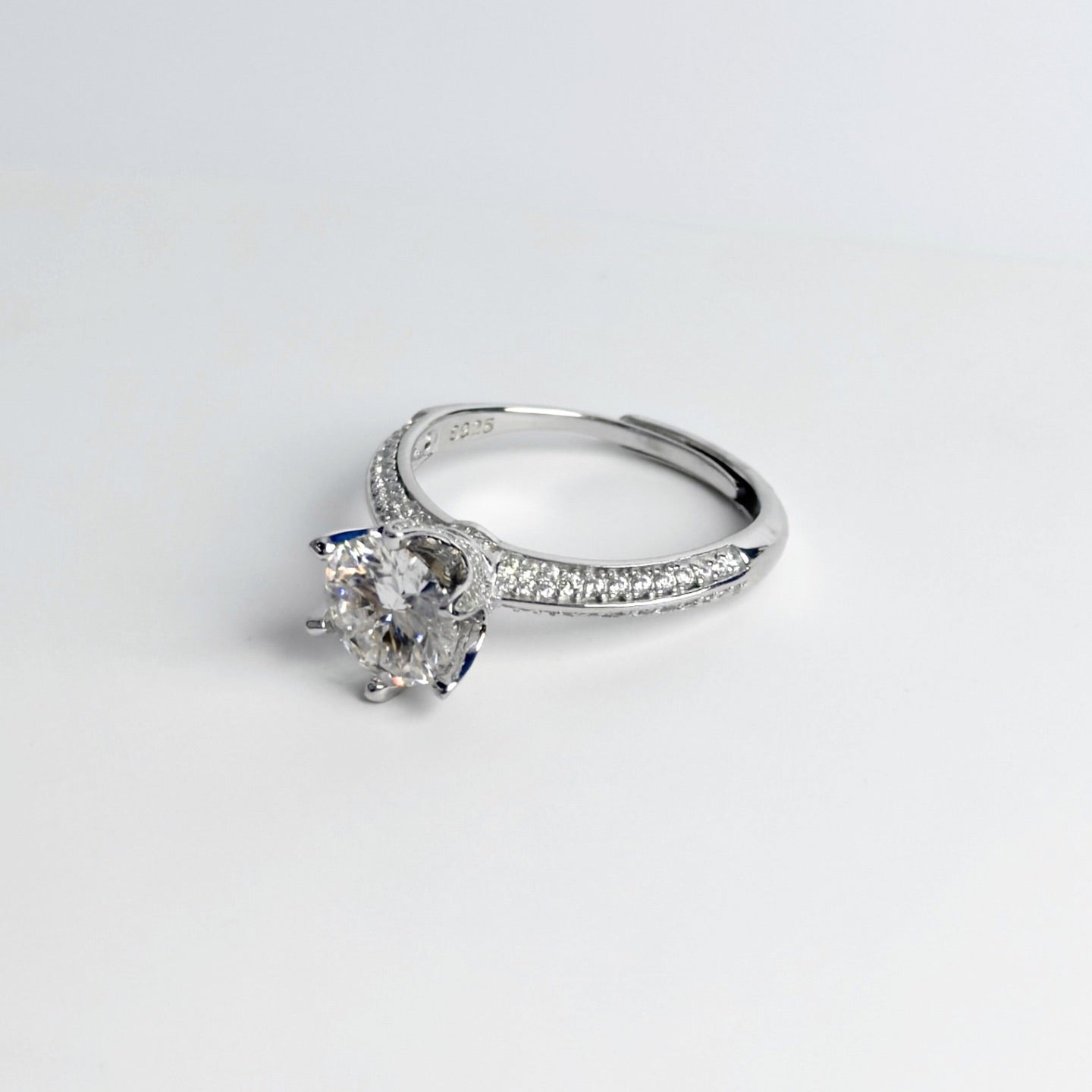 Moissanite 2ct Pave Set Solitaire Ring