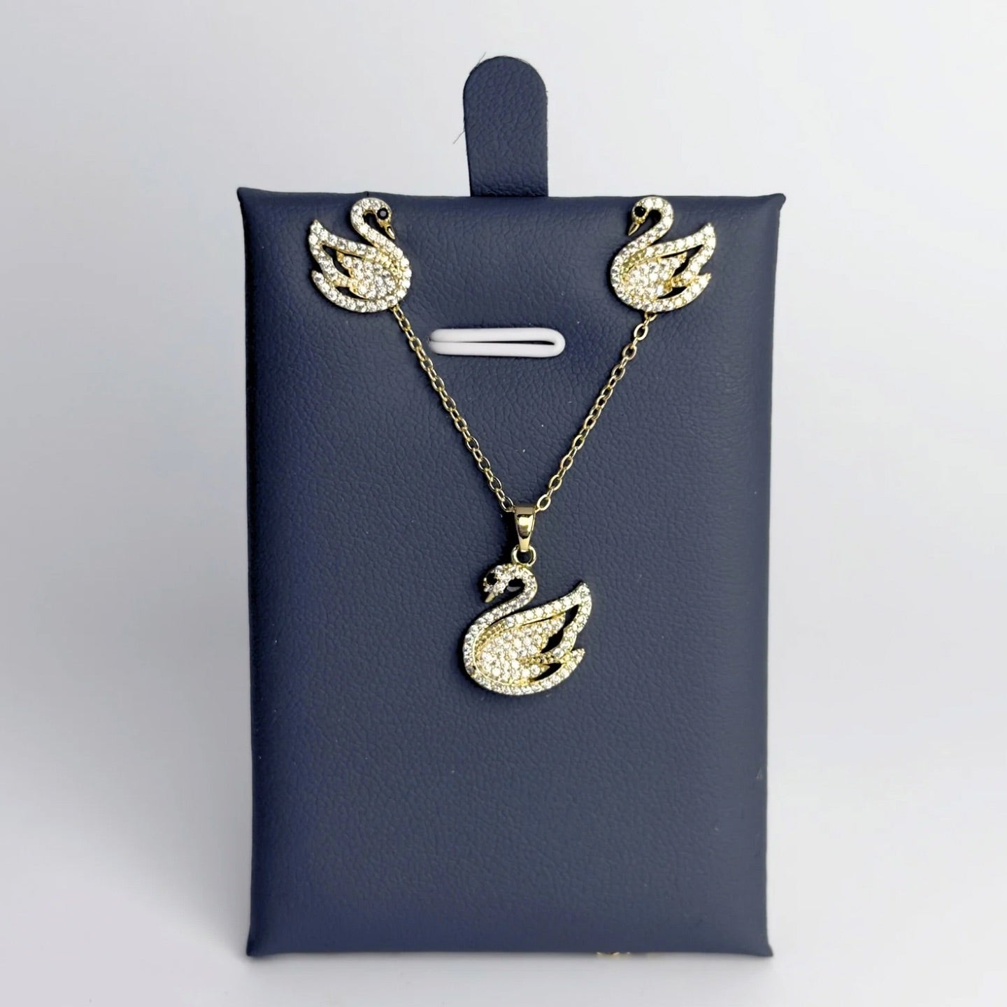 Swan 18K Gold Coated Zirconia Necklace and Earrings Set