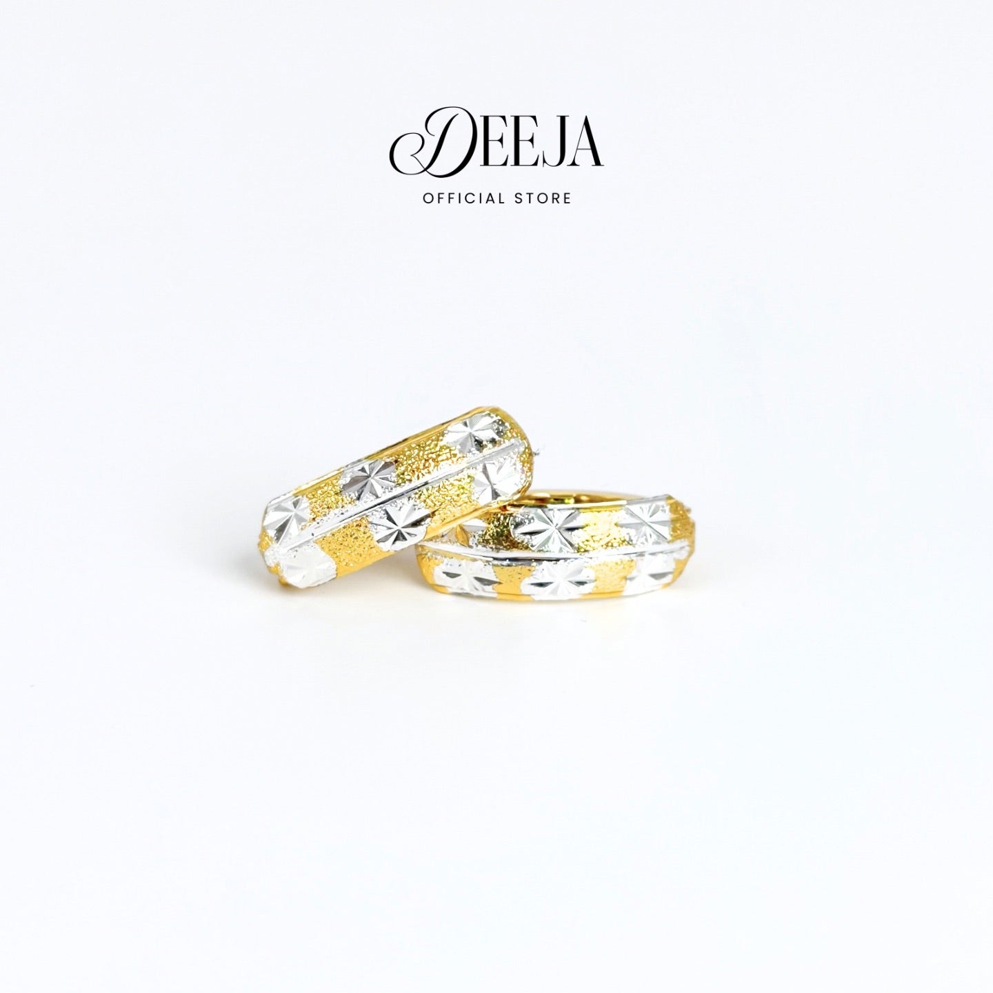 Deeja • Two-tone Diamond-cut Autolock Clip Earrings 18K Gold Coated XN10850