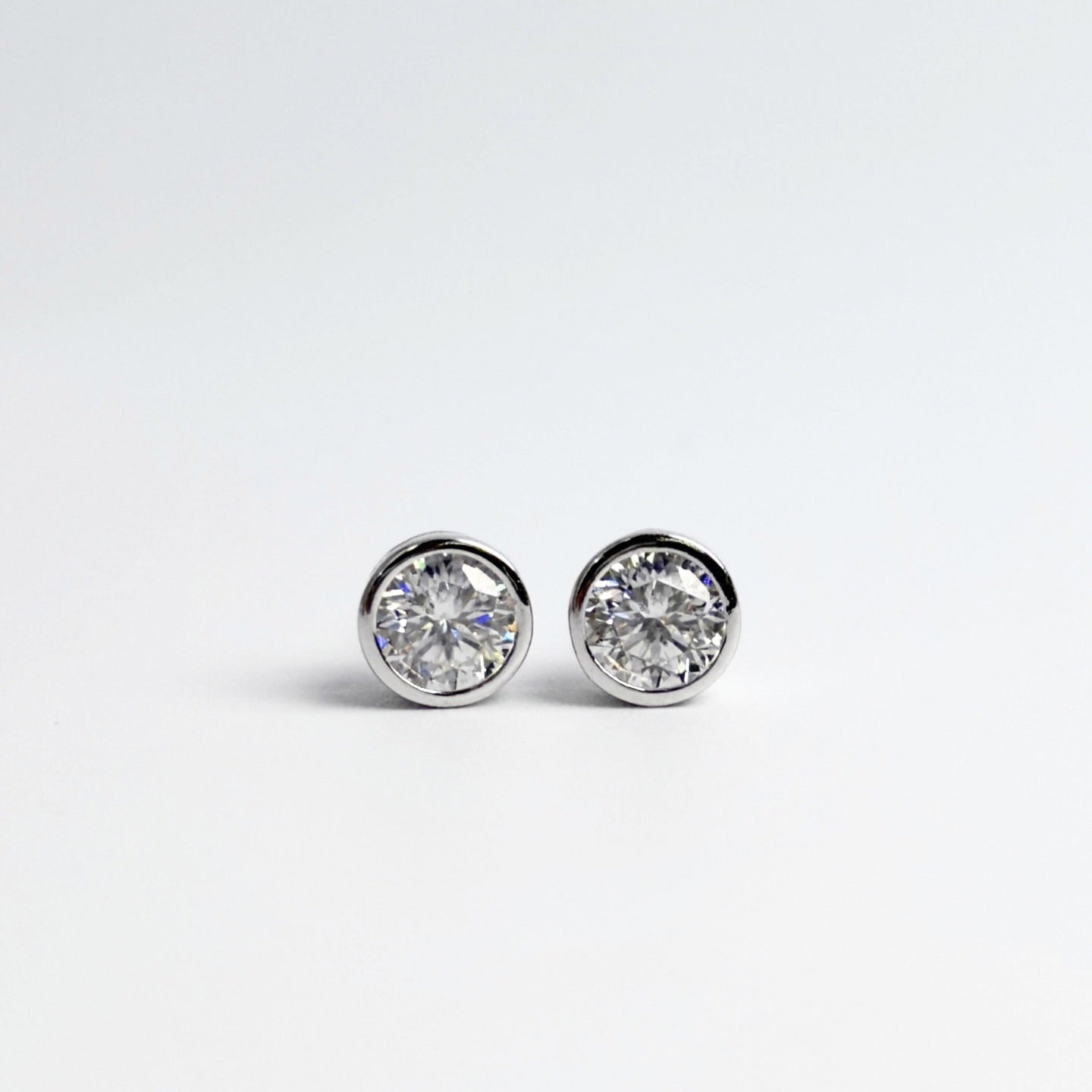 Moissanite 0.5ct Bezel Set Stud Earrings