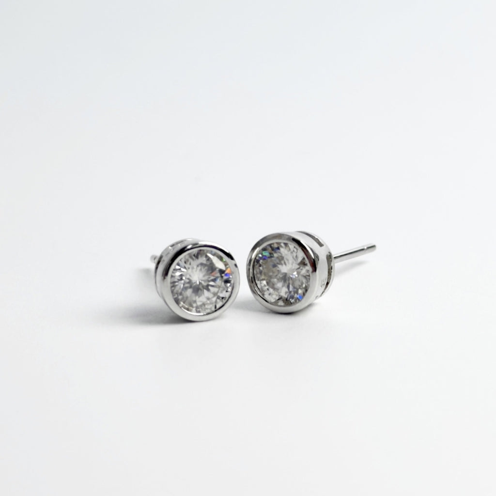 Moissanite 0.5ct Bezel Set Stud Earrings