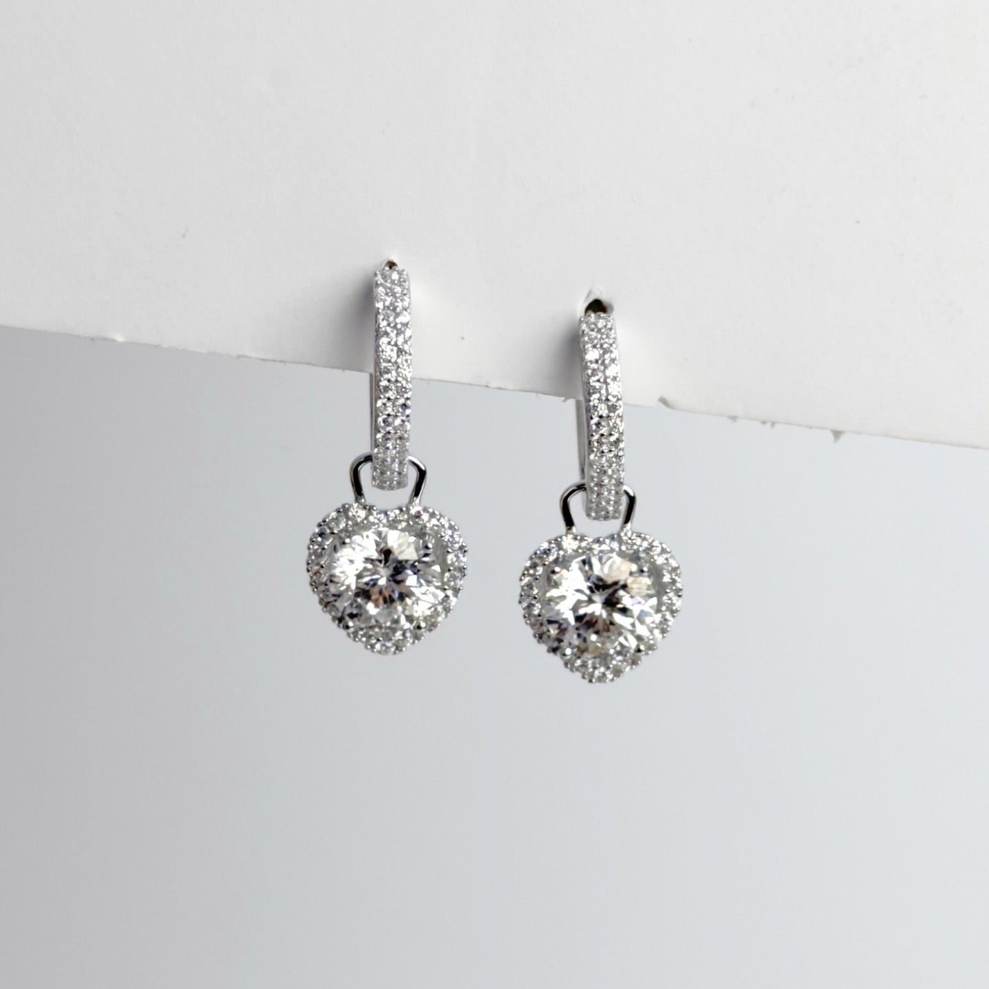 Moissanite 1ct Heart Halo Detachable Hoop Earrings