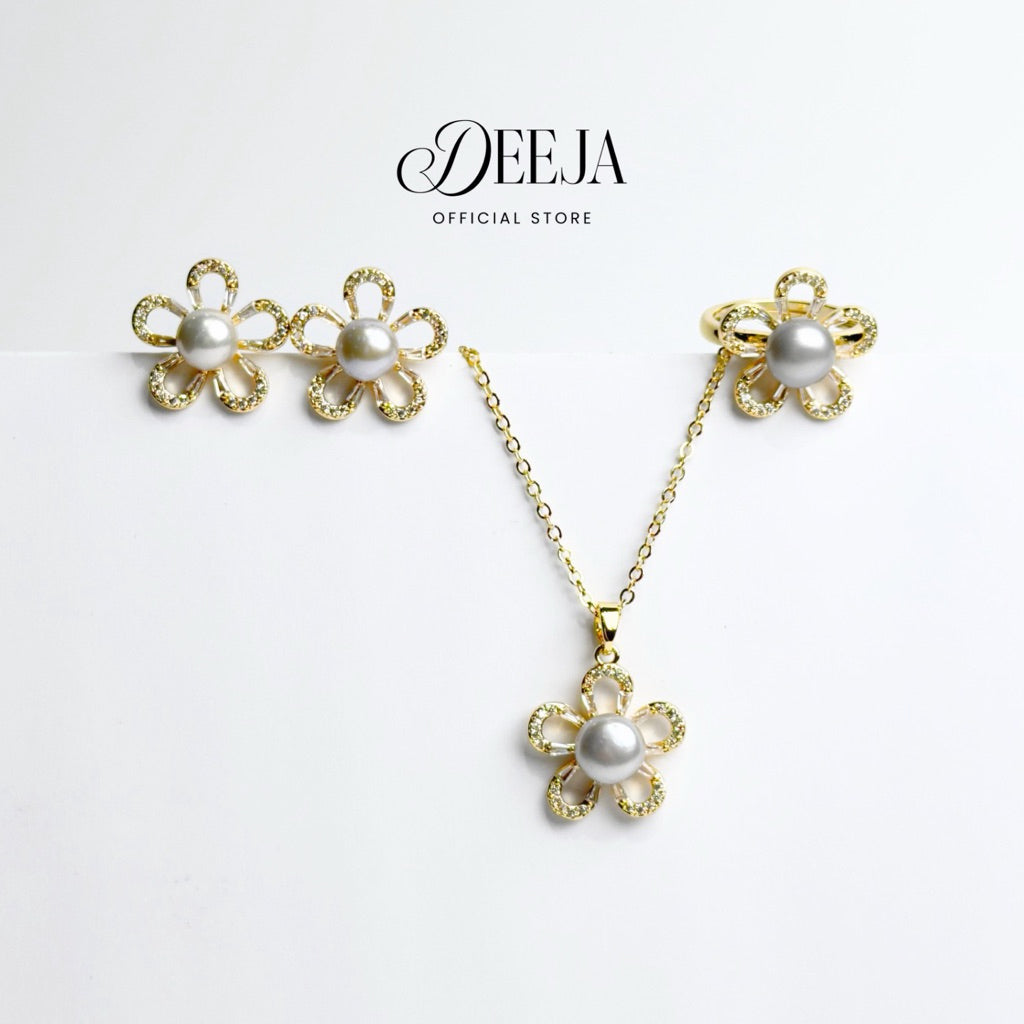 Deeja • FRESHWATER PEARL Set of Necklace and Earrings Set FPS100300