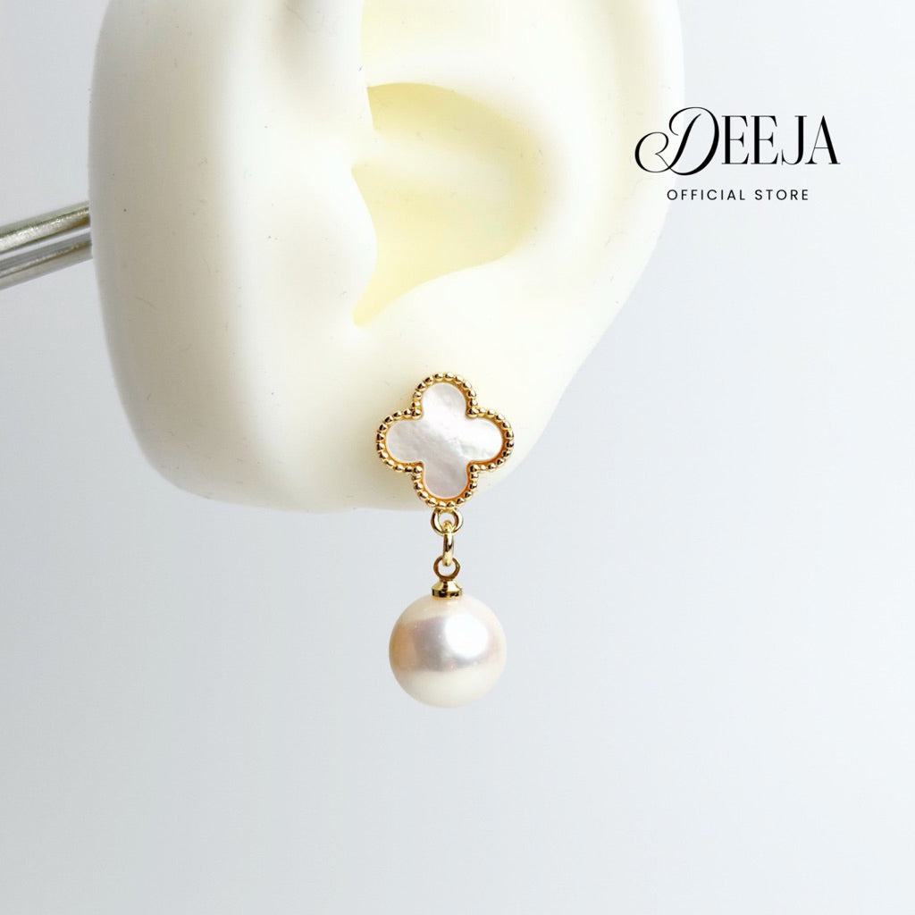 Deeja • Clover Dangling Earrings Freshwater Pearl FPE10137
