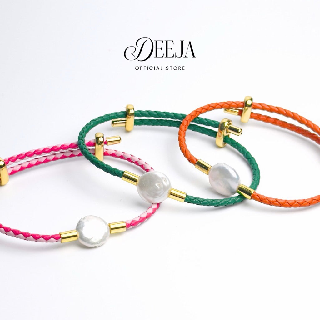 Deeja • Coin Freshwater Pearl Leather Strap Bracelet FPB10090