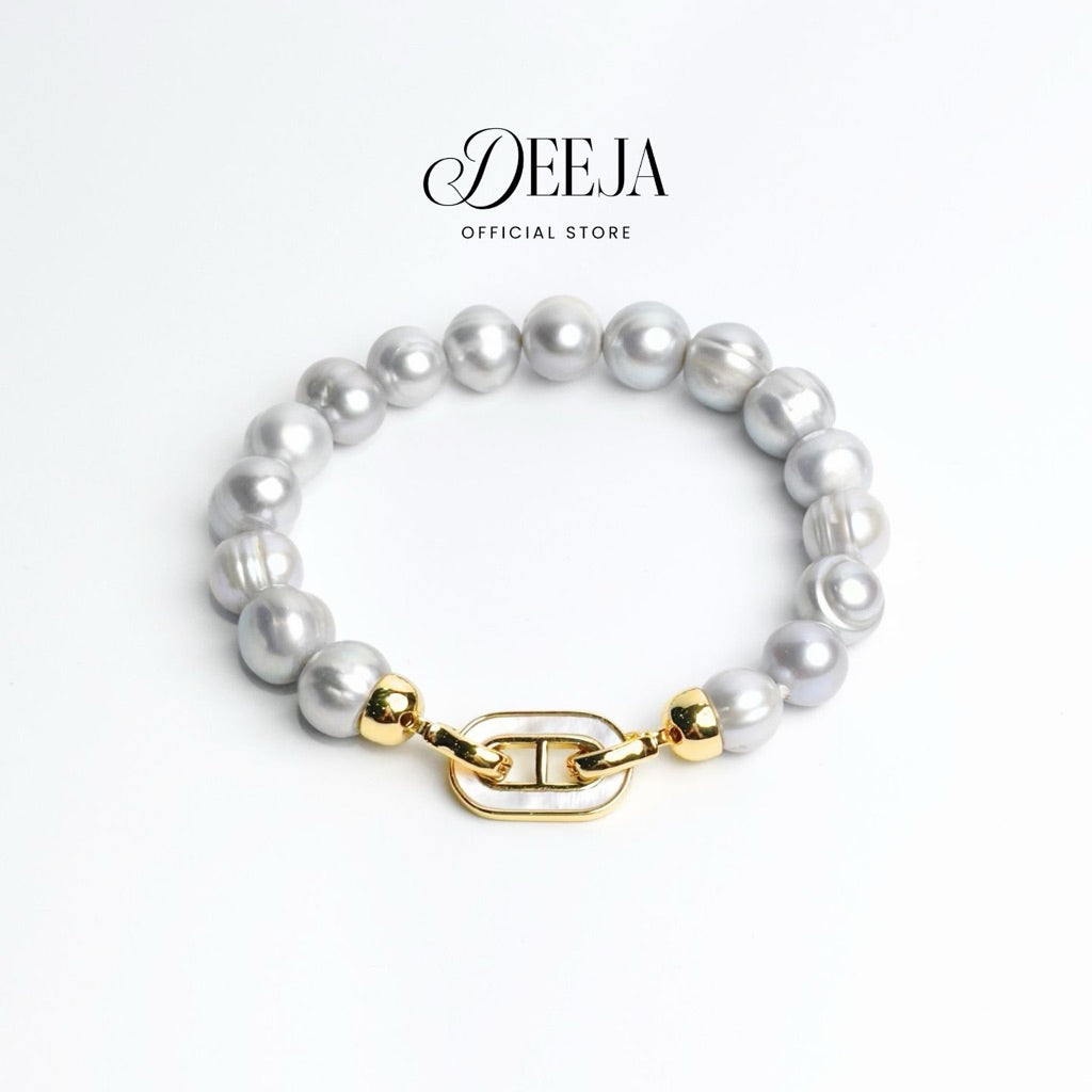 Deeja • Gray Freshwater Pearl Bracelet CD Lock FPB10245