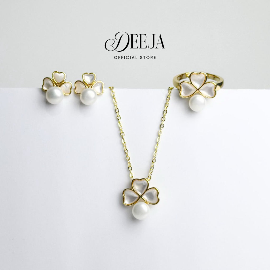 Deeja • FRESHWATER PEARL Set of Earrings, Necklace and Ring FPS100347