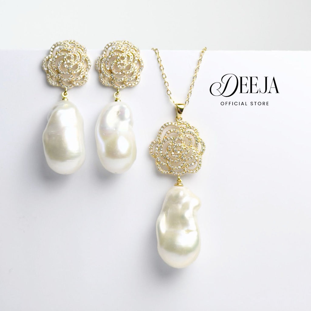 Deeja • Baroque Set of Necklace and Earrings Freshwater Pearl FPS100555
