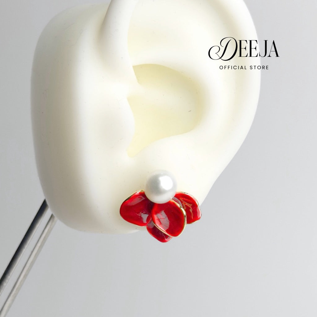 Deeja • Red Patels Stud Earrings Freshwater Pearl FPE120