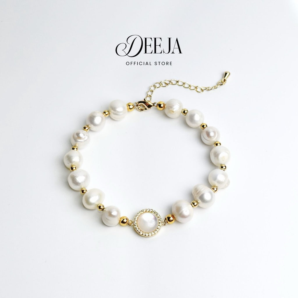 Deeja • Round Halo MOP Freshwater Pearl Bracelet FPB10165