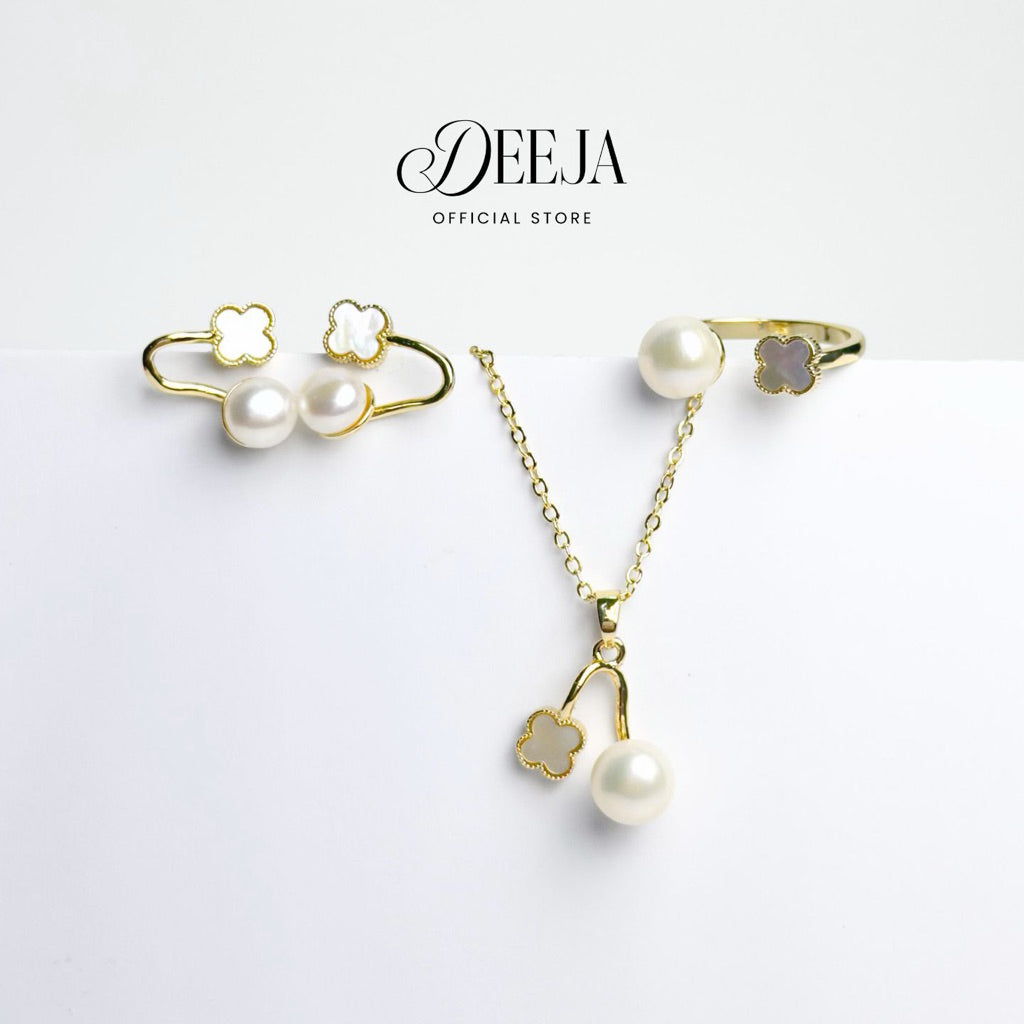 Deeja • FRESHWATER PEARL Set of Necklace, Earrings and Ring FPS100