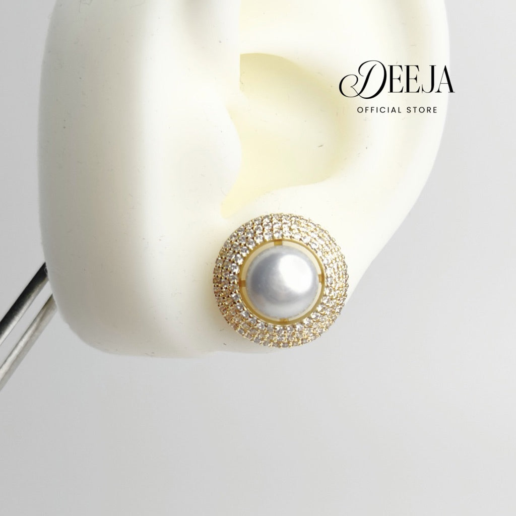 Deeja • Round Pavé Freshwater Pearl FPE10156