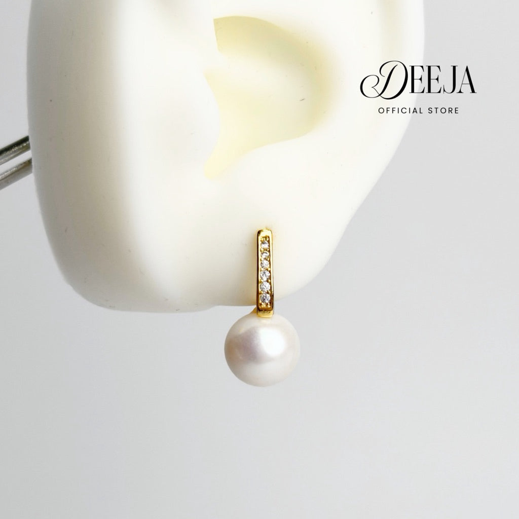 Deeja • Pavé Clip Earrings Freshwater Pearl FPE10137