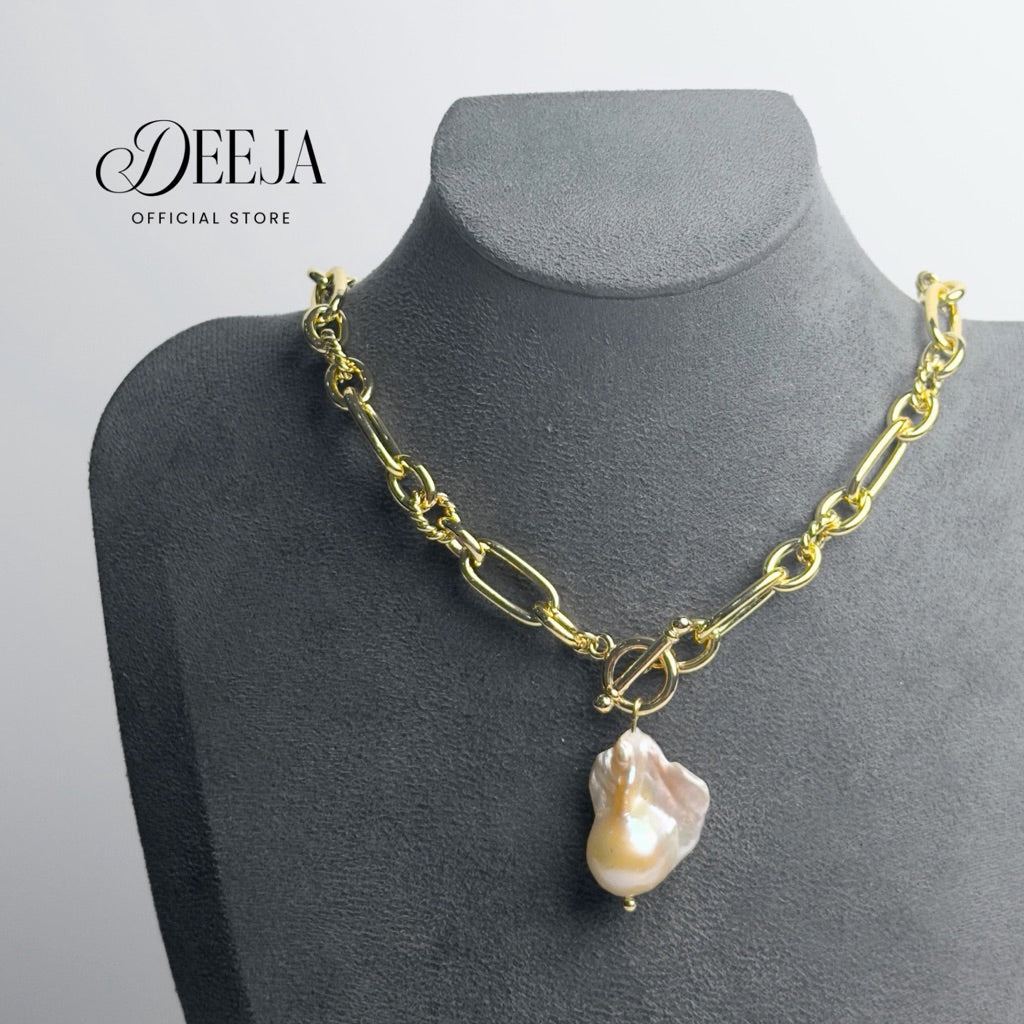 Deeja • Baroque Freshwater Pearl Mixed Link Chain Necklace FPN10235