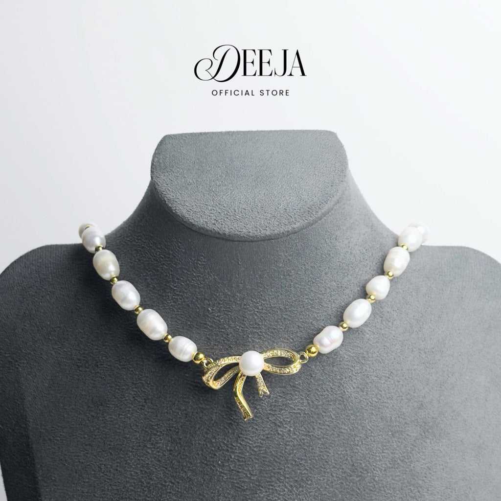 Deeja • Ribbon Choker Freshwater Pearl Necklace FPN10