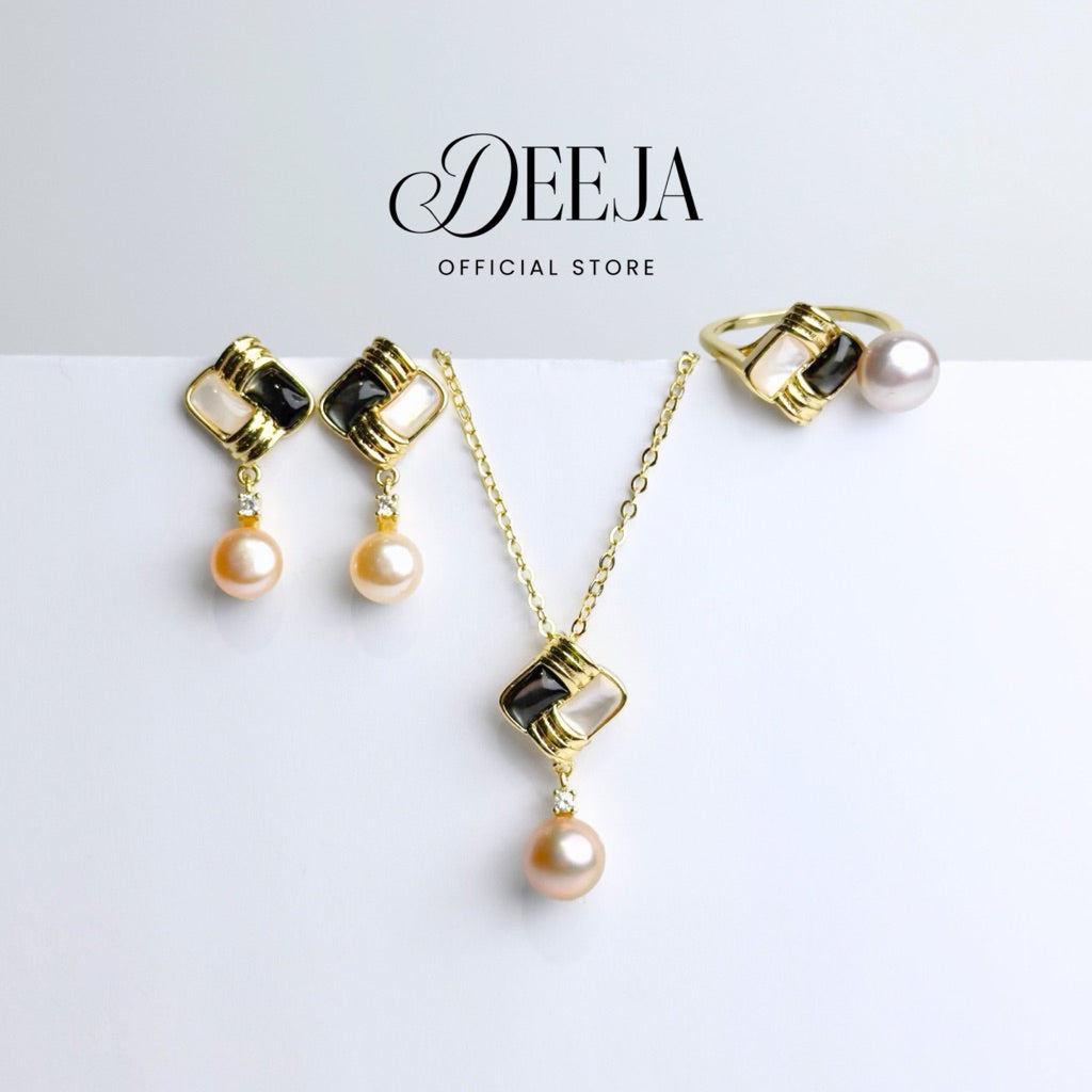 Deeja • FRESHWATER PEARL Set of Necklace, Earrings and Ring FPS100304