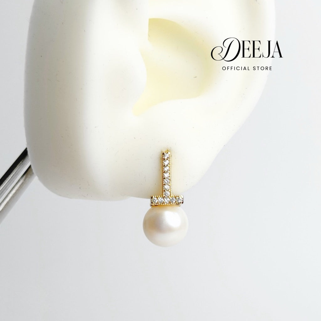 Deeja • T-Pavé Clip Earrings Freshwater Pearl FPE10132