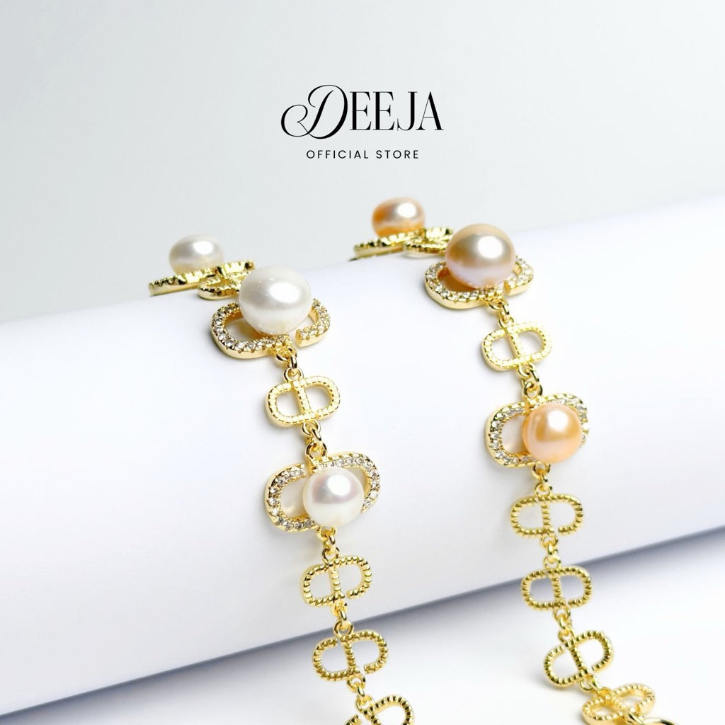 Deeja • Pavé Link Freshwater Pearl Bracelet FPB10215