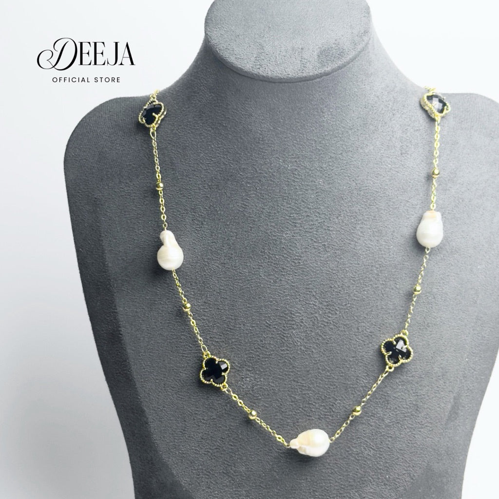 Deeja • Baroque Crystal Clover Station Lariat Necklace FPN10530