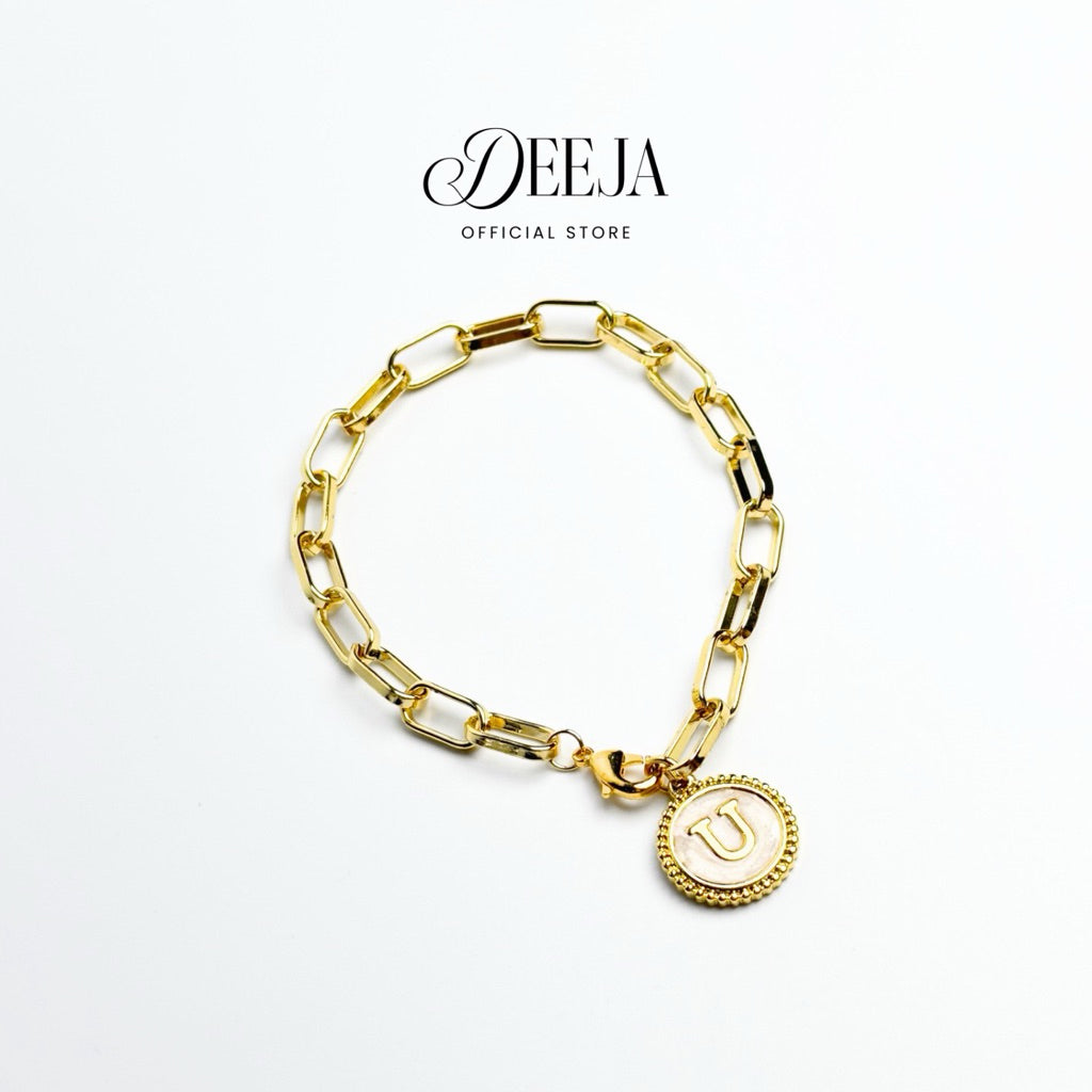 Deeja • Letter Initial Paperclip Chain Bracelet XB10105