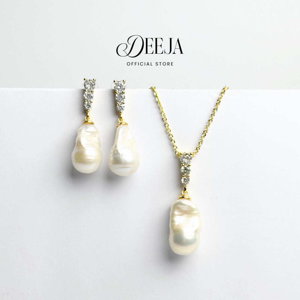 Deeja • FRESHWATER PEARL Set of Necklace and Earrings FPS100235