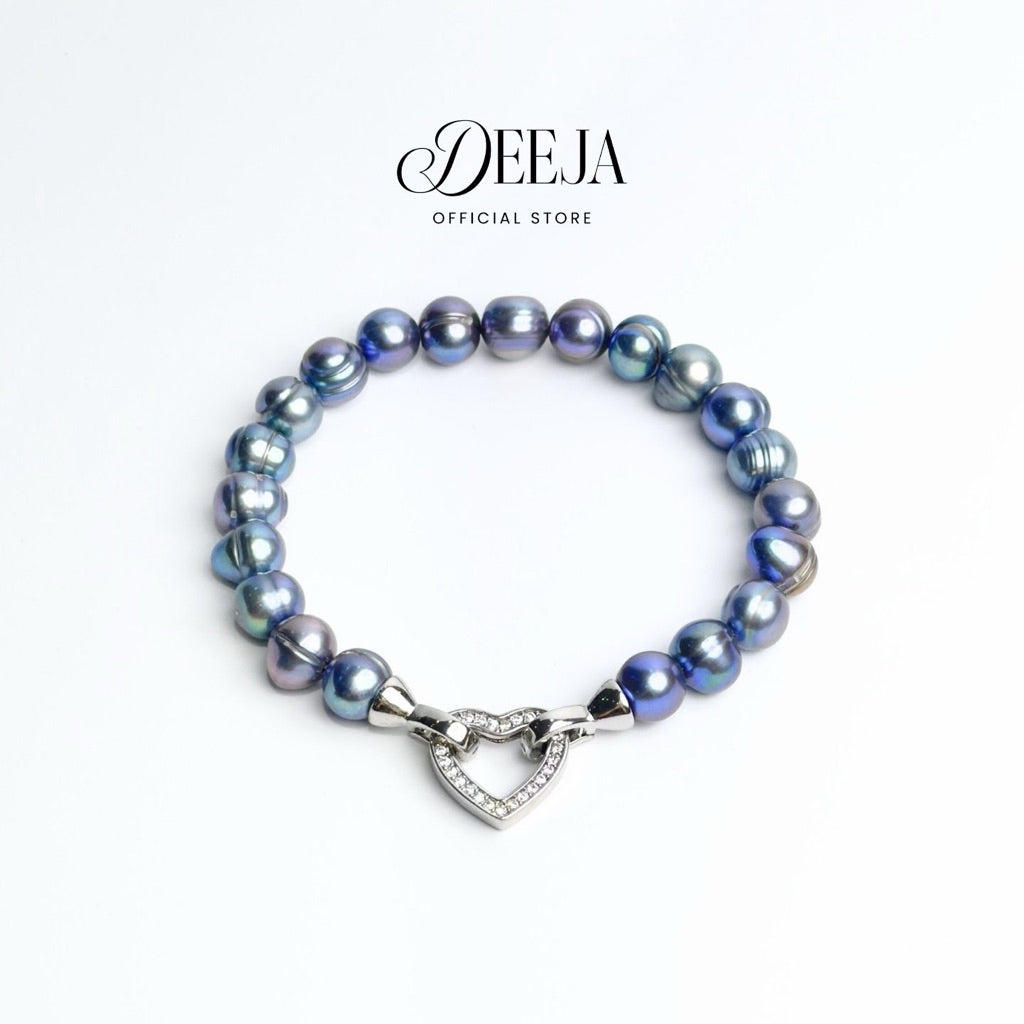 Deeja • Tahitian Black Pavé Heart Freshwater Pearl Bracelet FPB10255