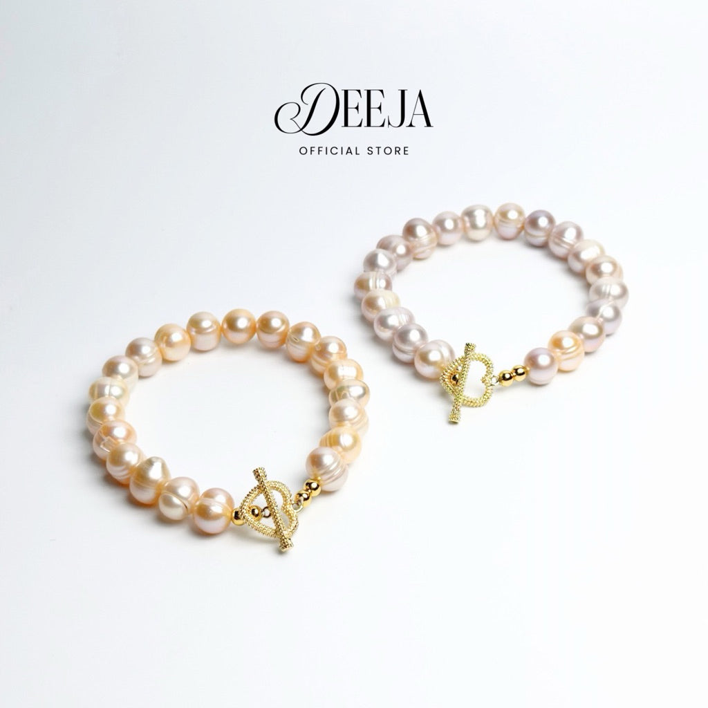Deeja • Heart Toggle Lock Freshwater Pearl Bracelet FPB10190