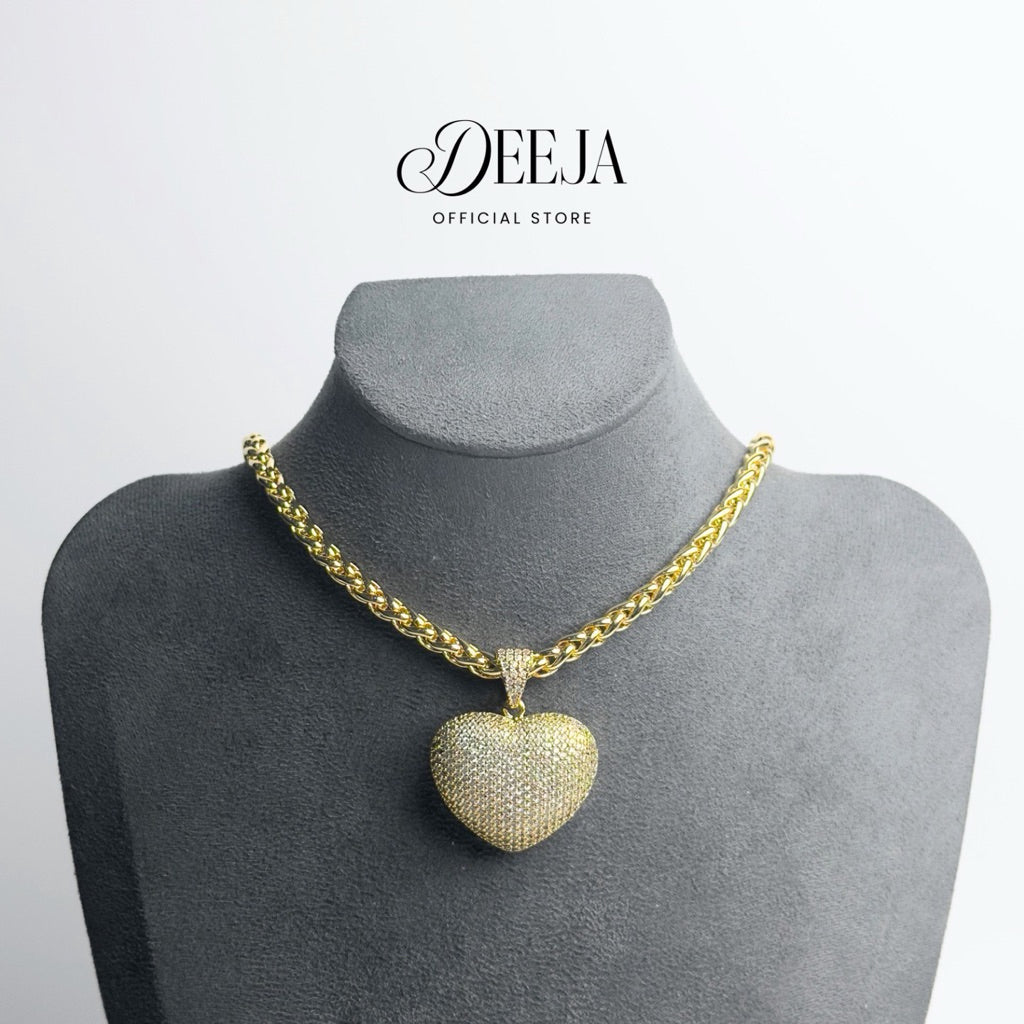 Deeja • Chunky Pavé Heart Pendant Necklace XN10135