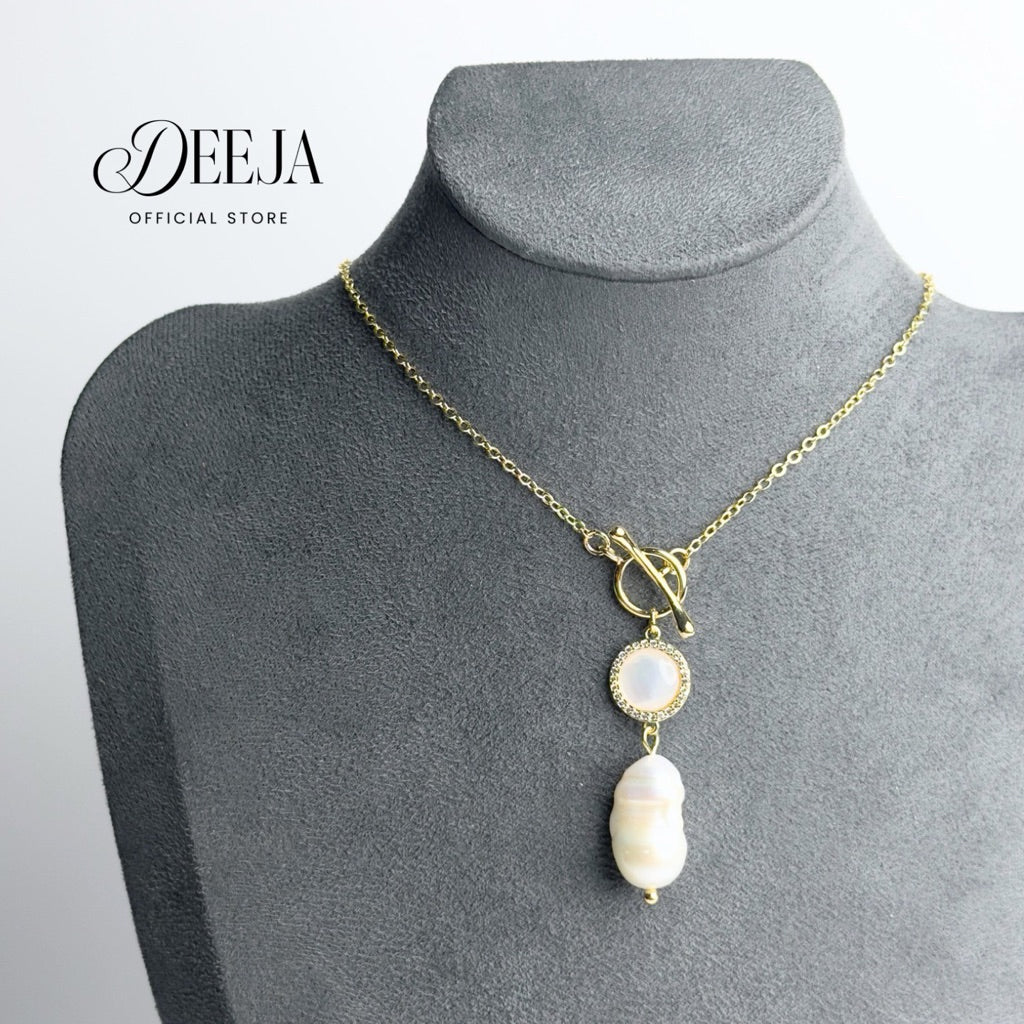 Deeja • Round MOP Baroque Freshwater Pearl Toggle Necklace FPN10120