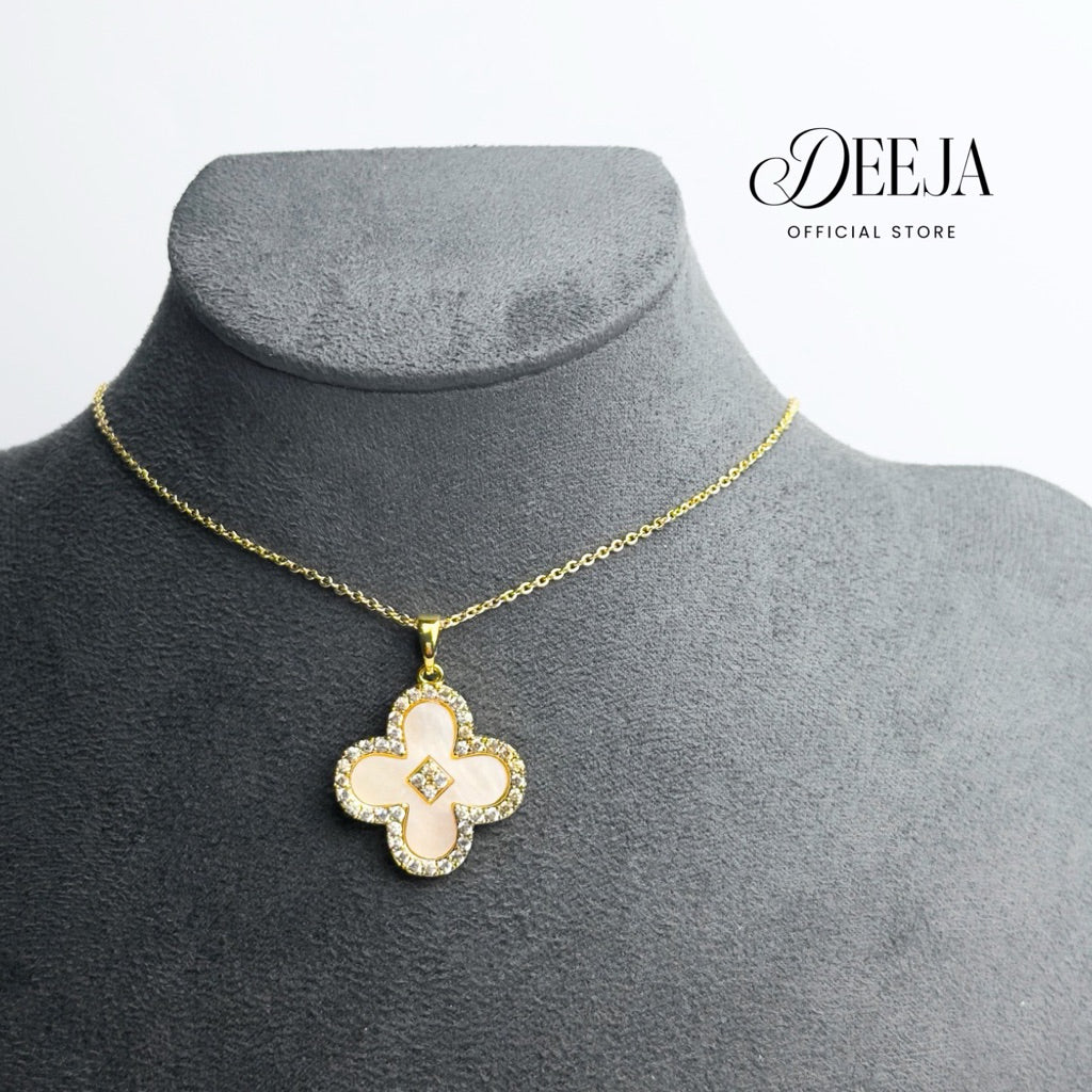 Deeja • Halo Clover Mother of Pearl Sliding Necklace FPN10100